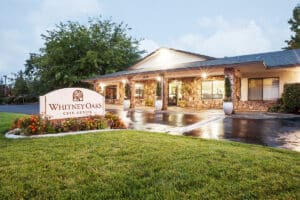 The front entrance to Whitney Oaks